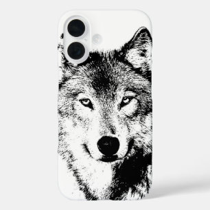 Wolf Black & White Pop Art iPhone 16 Case