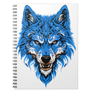 Wolf blue and white design notebook