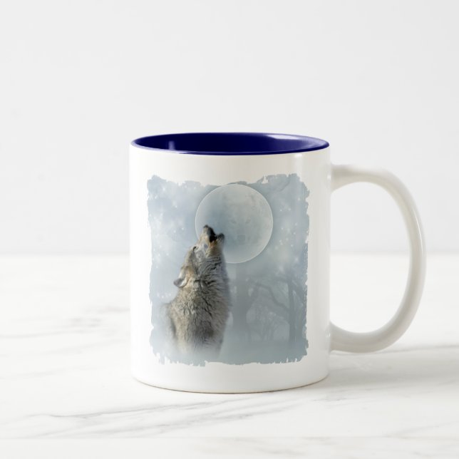 Wolf Blue Moon Two-Tone Coffee Mug (Right)