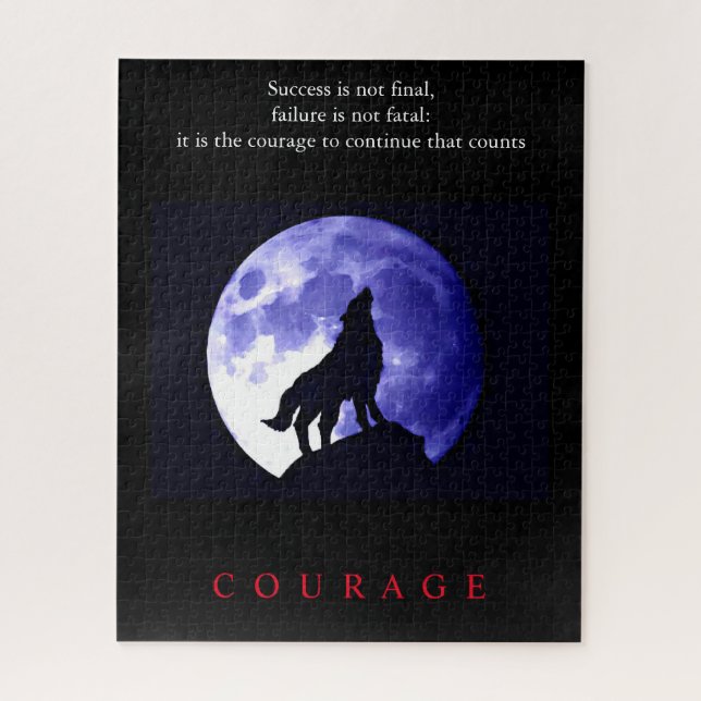 Wolf Blue Night Motivational Courage Jigsaw Puzzle (Vertical)