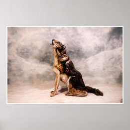 Wolf Bodypainting Illusion Poster