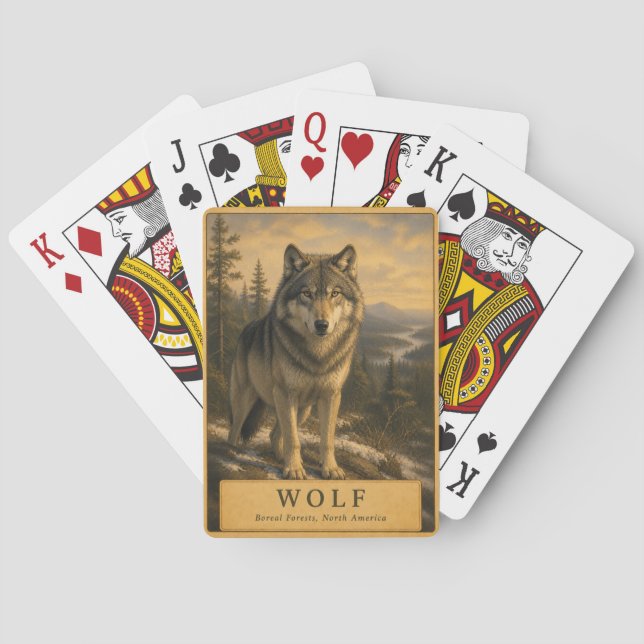 Wolf Boreal Forest VINTAGE Playing Cards (Back)