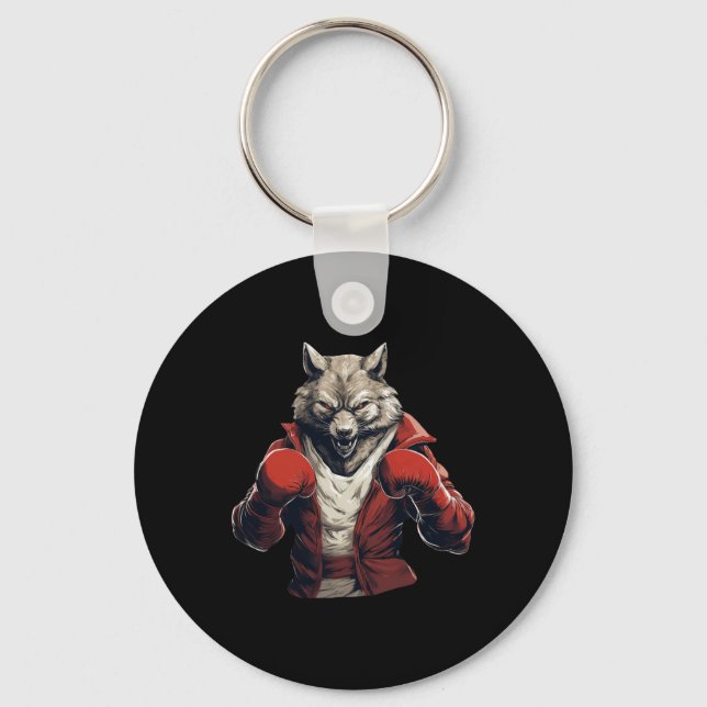 Wolf Boxer Boxing Mixed Martial Arts Kickboxing _1 Key Ring (Front)