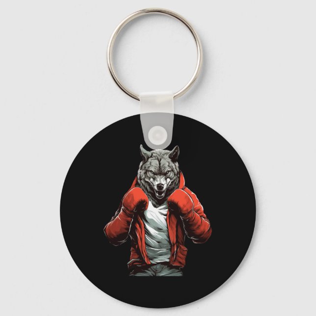 Wolf Boxer Boxing Mixed Martial Arts Kickboxing  Key Ring (Front)