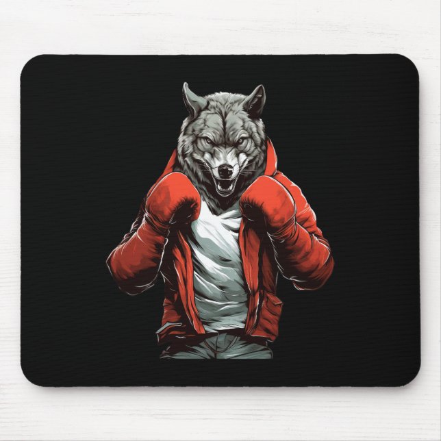 Wolf Boxer Boxing Mixed Martial Arts Kickboxing  Mouse Pad (Front)