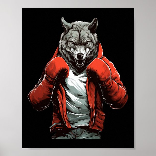 Wolf Boxer Boxing Mixed Martial Arts Kickboxing  Poster (Front)
