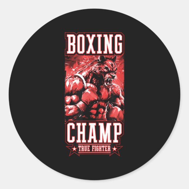Wolf Boxing Champ _ Boxer Fighter Motivation  Classic Round Sticker (Front)