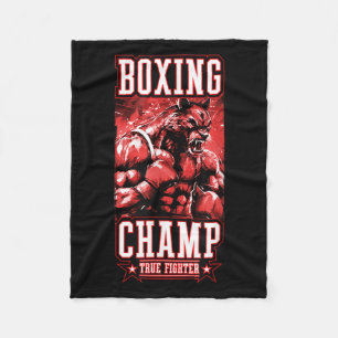 Wolf Boxing Champ _ Boxer Fighter Motivation  Fleece Blanket