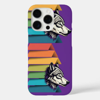 Wolf Breaking Through Color Stripes – Bold Graphic iPhone 16 Pro Case