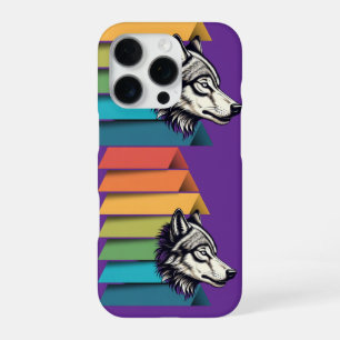 Wolf Breaking Through Color Stripes – Bold Graphic iPhone 16 Pro Case