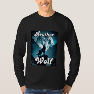 Wolf Brother Matching Family Tribe Wolves Moon Kid T-Shirt