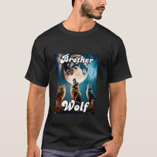 Wolf Brother Matching Family Tribe Wolves Moon Kid T-Shirt