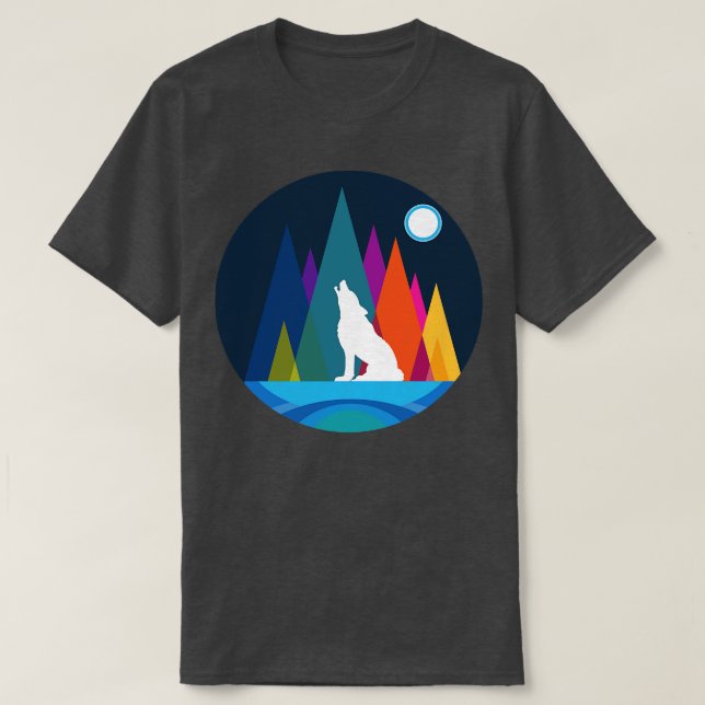 Wolf By a Colourful Mountain T-Shirt (Design Front)
