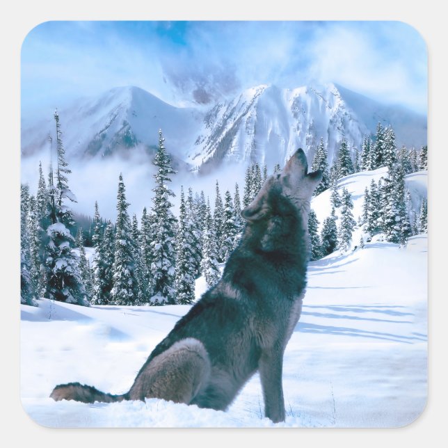 Wolf Call Square Sticker (Front)