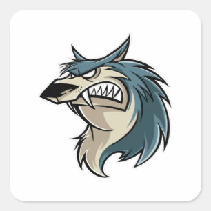 Wolf Cartoon Square Sticker