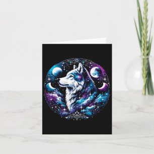 Wolf Celestial Dream Night Howling Moon Funny Wolv Card