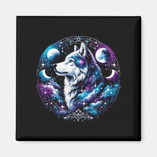 Wolf Celestial Dream Night Howling Moon Funny Wolv Magnet (Front)