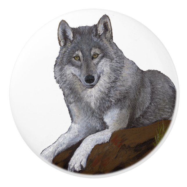 Wolf Ceramic Knob (Front)