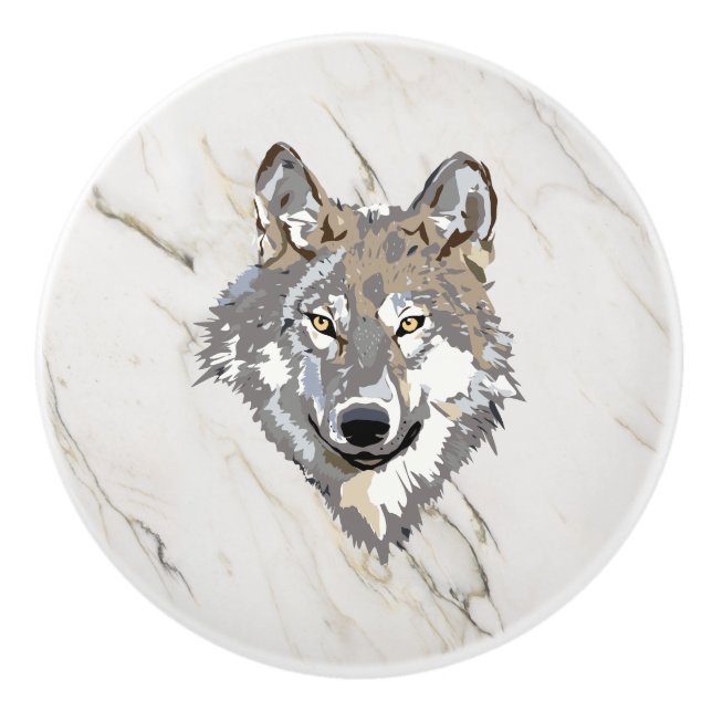 Wolf Ceramic Knob (Front)