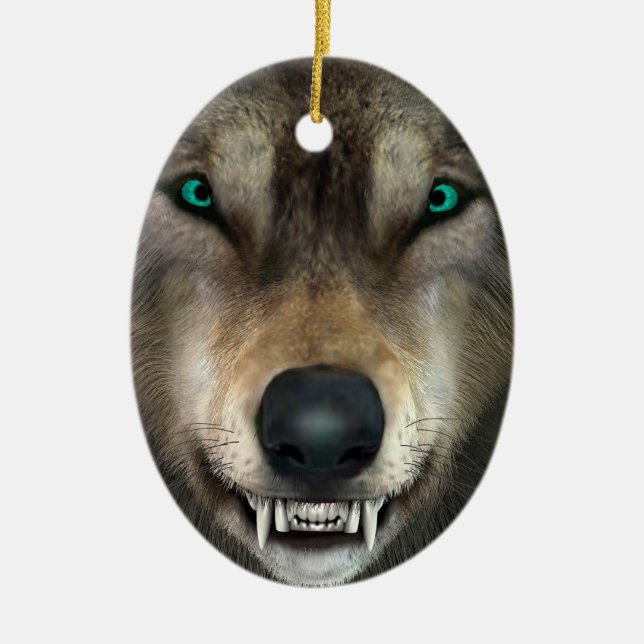 Wolf Ceramic Ornament (Front)