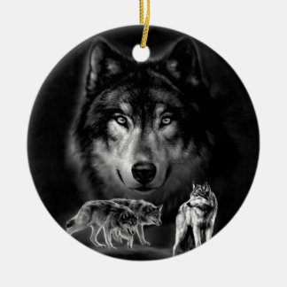 wolf ceramic ornament