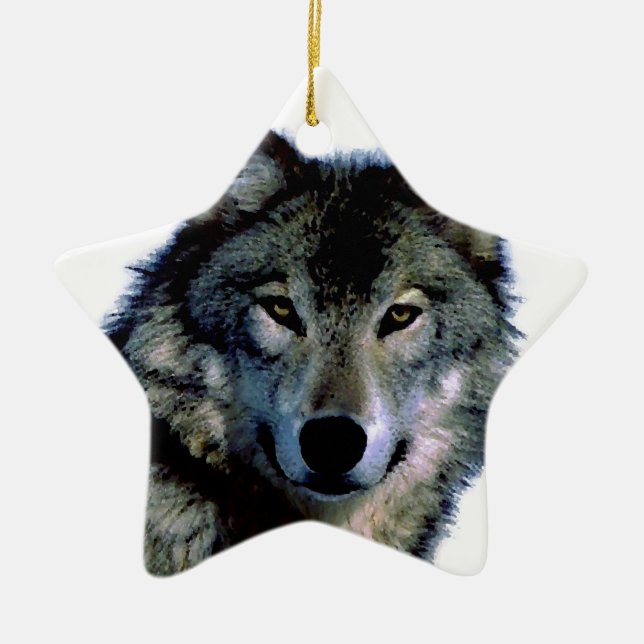 Wolf Ceramic Ornament (Front)