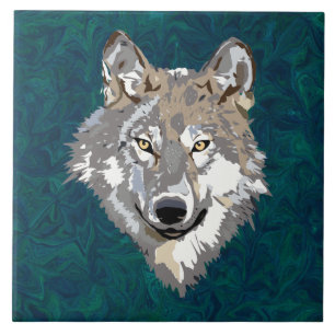 wolf ceramic tile