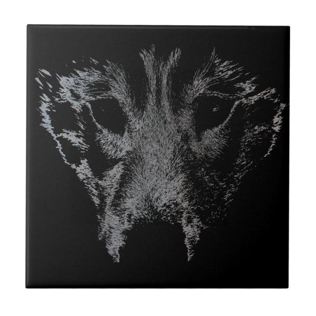 Wolf Ceramic Tile Husky Pup Sled Dog Decor (Front)