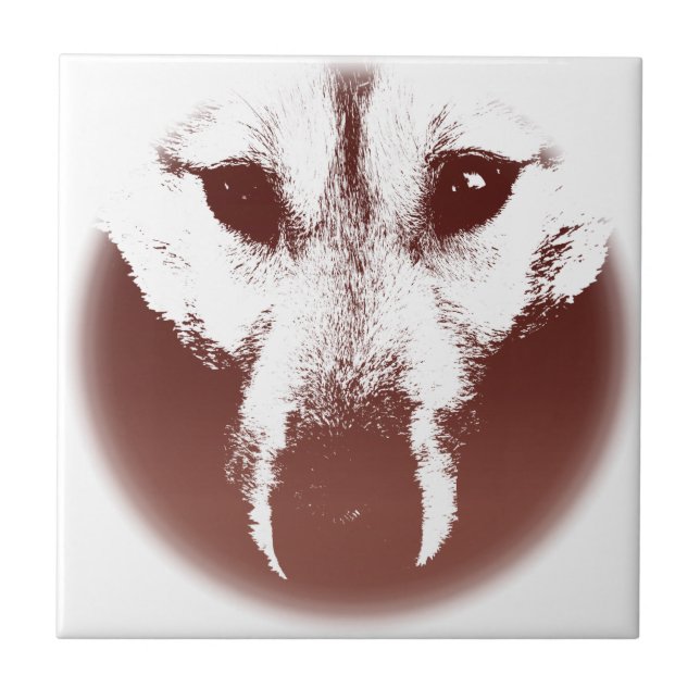 Wolf Ceramic Tile Wolf Pup Sled Dog Decor (Front)