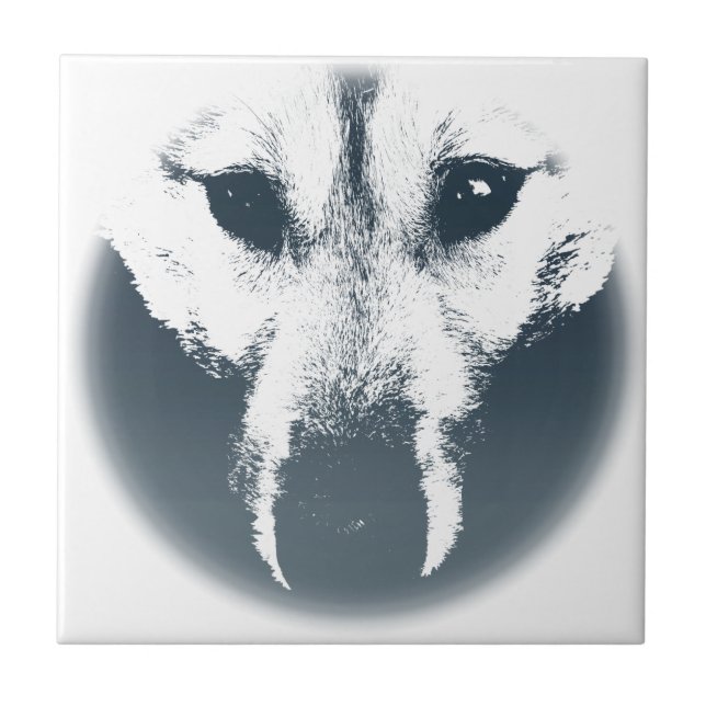 Wolf Ceramic Tile Wolf Pup Sled Dog Decor (Front)