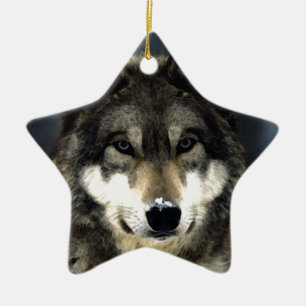 Wolf Ceramic Tree Decoration
