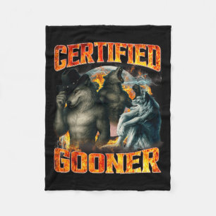 Wolf Certified Gooner Funny Bootleg Meme Dad Papa  Fleece Blanket