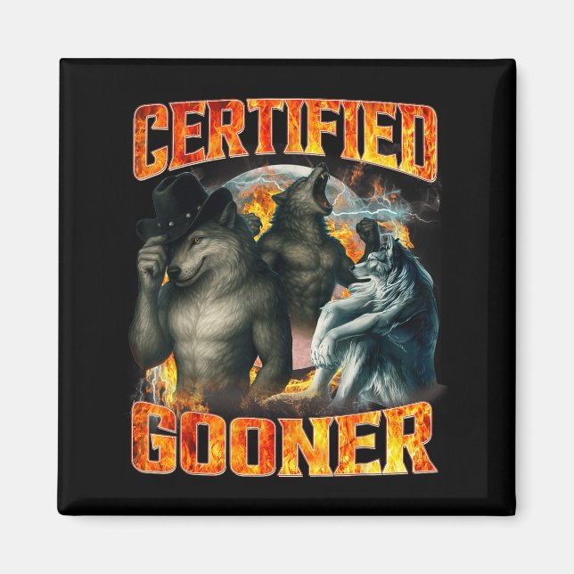 Wolf Certified Gooner Funny Bootleg Meme Dad Papa  Magnet (Front)