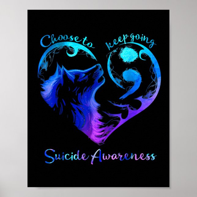 Wolf Choose To Keep Going Suicide Awareness  Poster (Front)