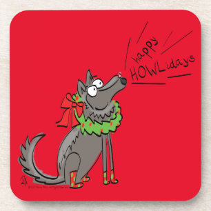 Wolf Christmas Funny Cute Kids Coaster