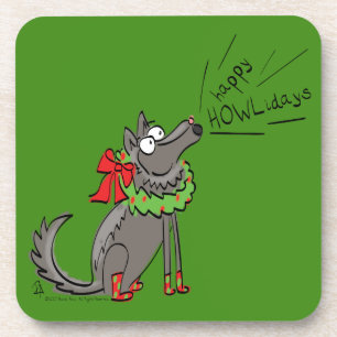 Wolf Christmas Funny Cute Kids Coaster