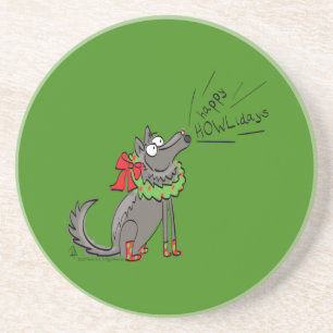 Wolf Christmas Funny Cute Kids Coaster