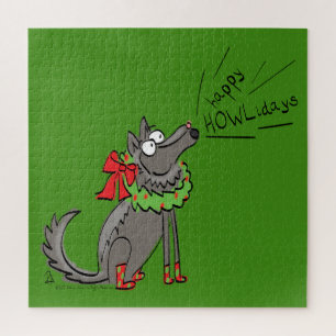 Wolf Christmas Funny Cute Kids Jigsaw Puzzle