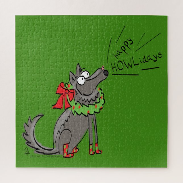 Wolf Christmas Funny Cute Kids Jigsaw Puzzle (Vertical)