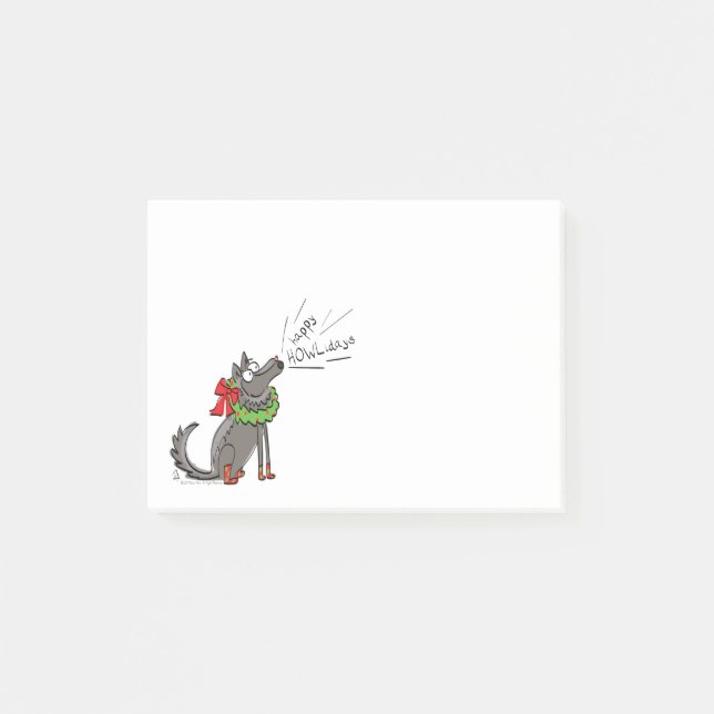 Wolf Christmas Funny Cute Kids Post-it Notes (Front)