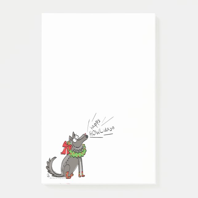 Wolf Christmas Funny Cute Kids Post-it Notes (Front)