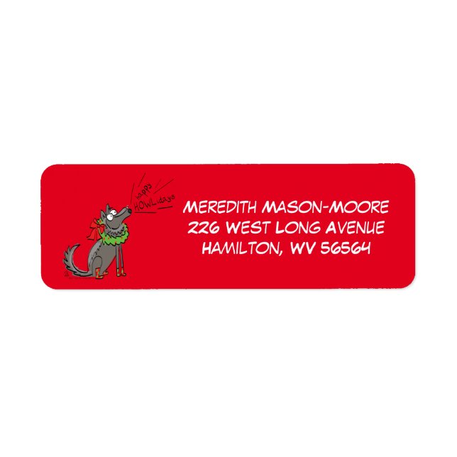 Wolf Christmas Funny Cute Kids Return Address Label (Front)