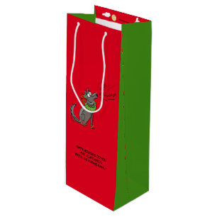 Wolf Christmas Funny Kids Cute Wine Gift Bag