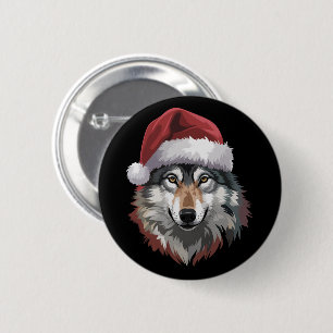 Wolf Christmas Funny Xmas Gift Animal Lovers  6 Cm Round Badge