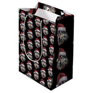Wolf Christmas Funny Xmas Gift Animal Lovers Medium Gift Bag