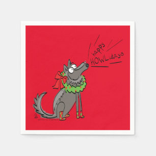Wolf Christmas Happy Howlidays Funny Napkin