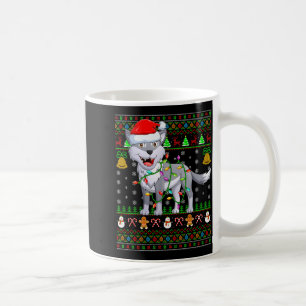 Wolf Christmas Lights Funny Santa Ugly Sweaters Cu Coffee Mug