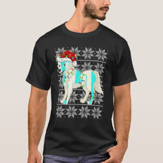 Wolf Christmas Lights Santa Hat Wolf Ugly Xmas T-Shirt