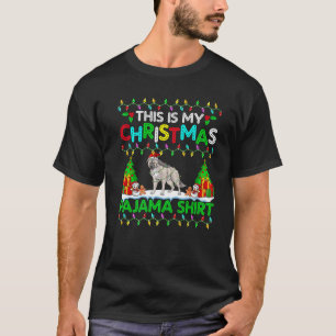 Wolf Christmas Xmas Santa Hat Pajama Shirt Wolf Lo
