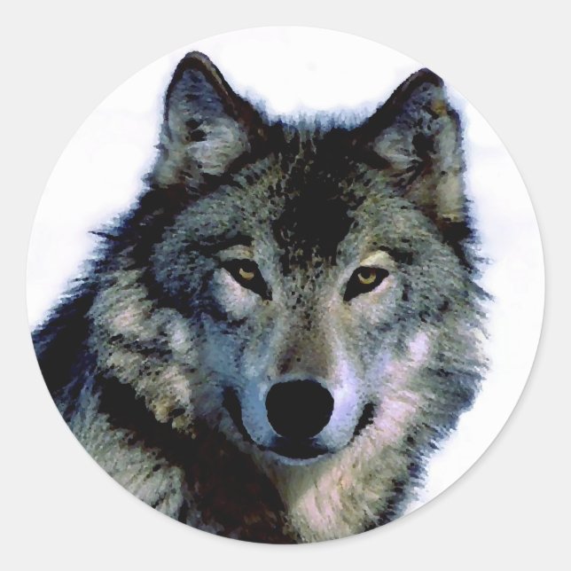 Wolf Classic Round Sticker (Front)